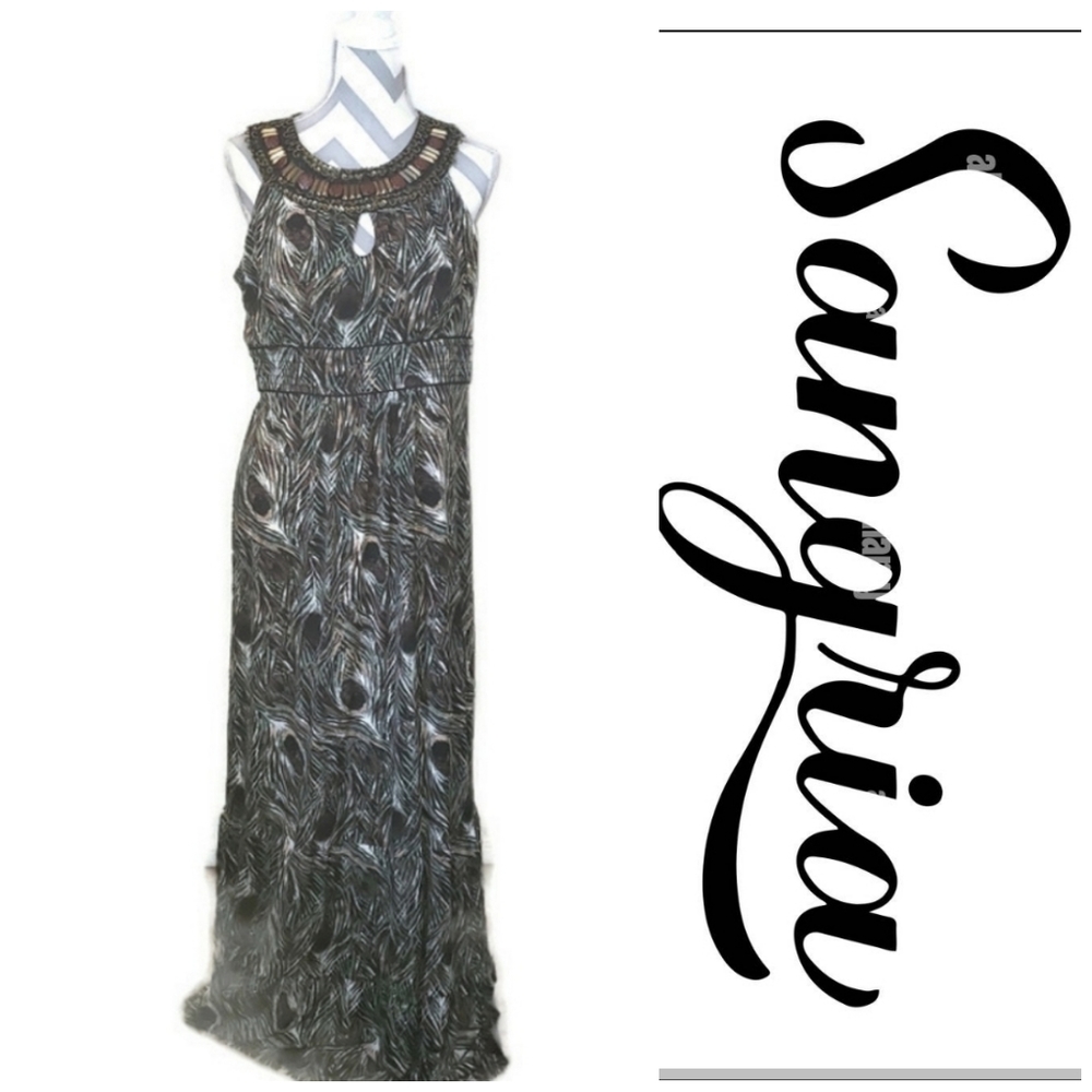 Sangria size 14 maxi dress beaded neckline